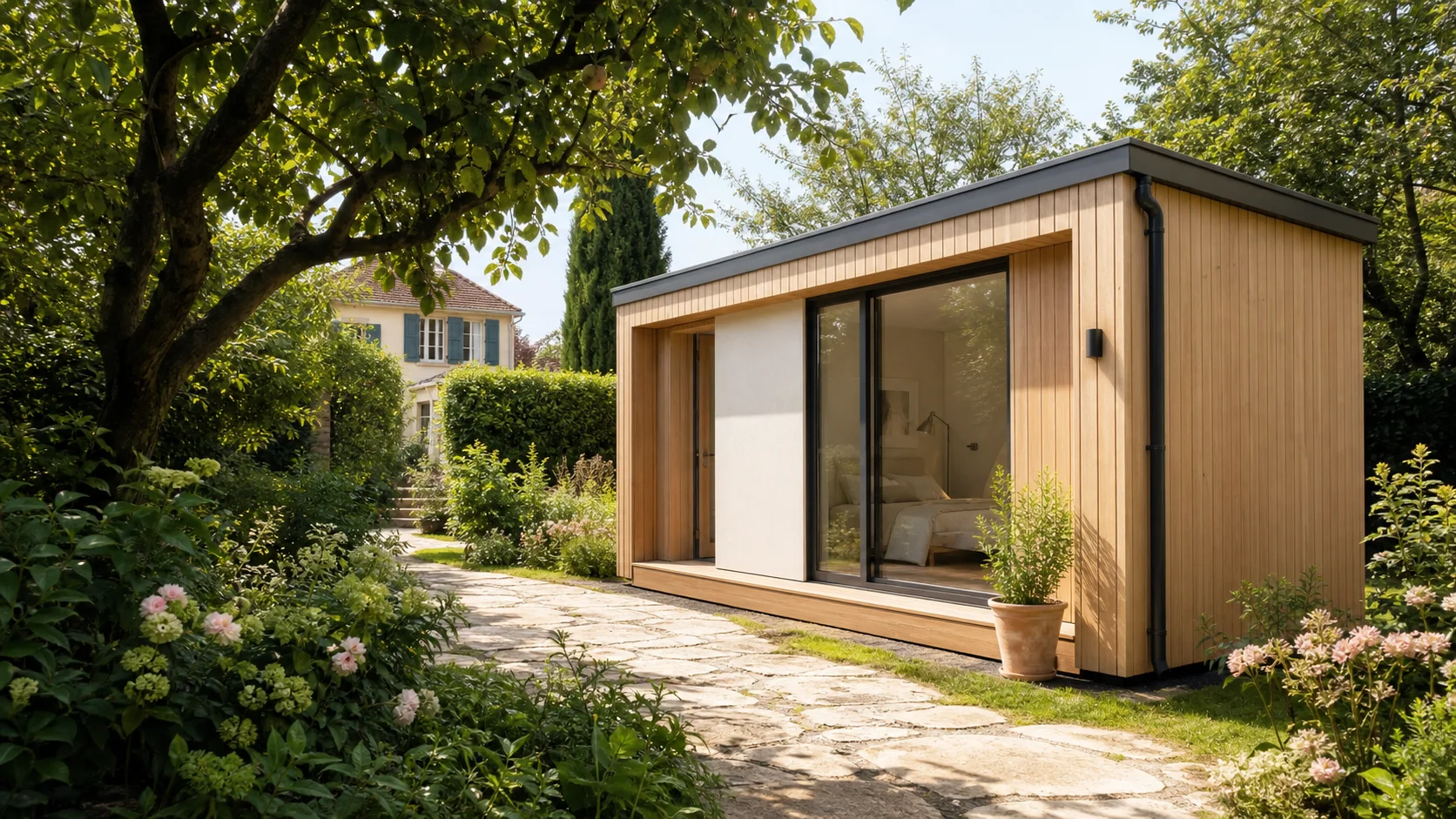 Studio de jardin contemporain en bois clair